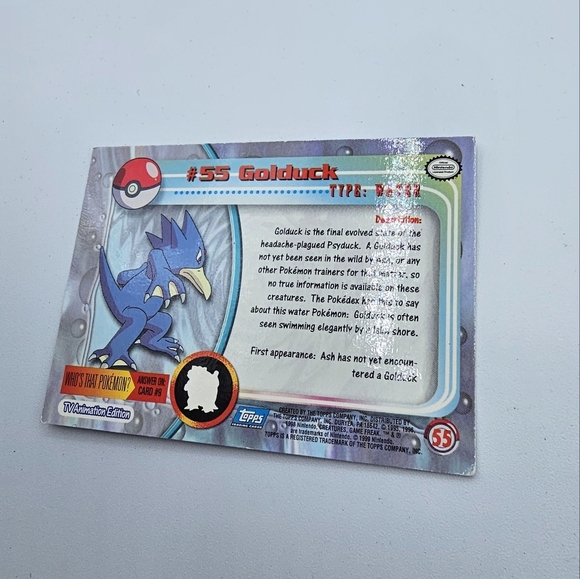 Pokemon 1999 TOPPS Golduck #55 Foil Chrome Blue Logo TV Animation Edition Card - Picture 3 of 4